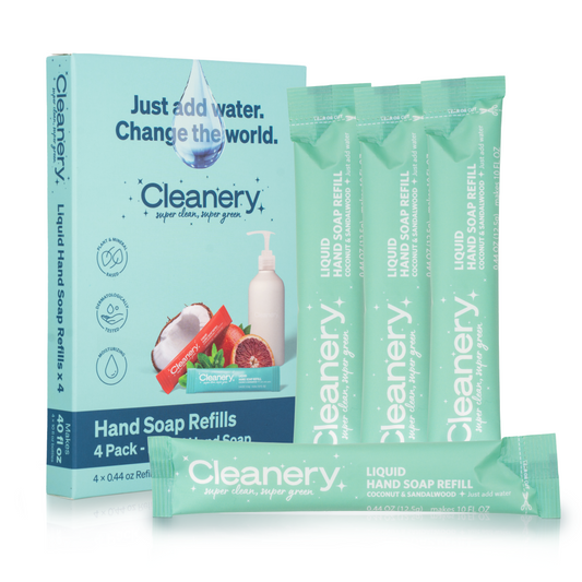 Cleanery Liquid Hand Soap Refills 4 Pack - Coconut & Sandalwood