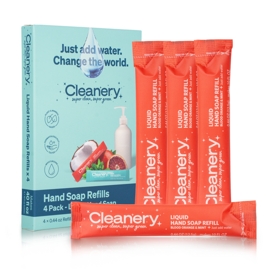 Cleanery Liquid Hand Soap Refills 4 Pack - Blood Orange & Mint