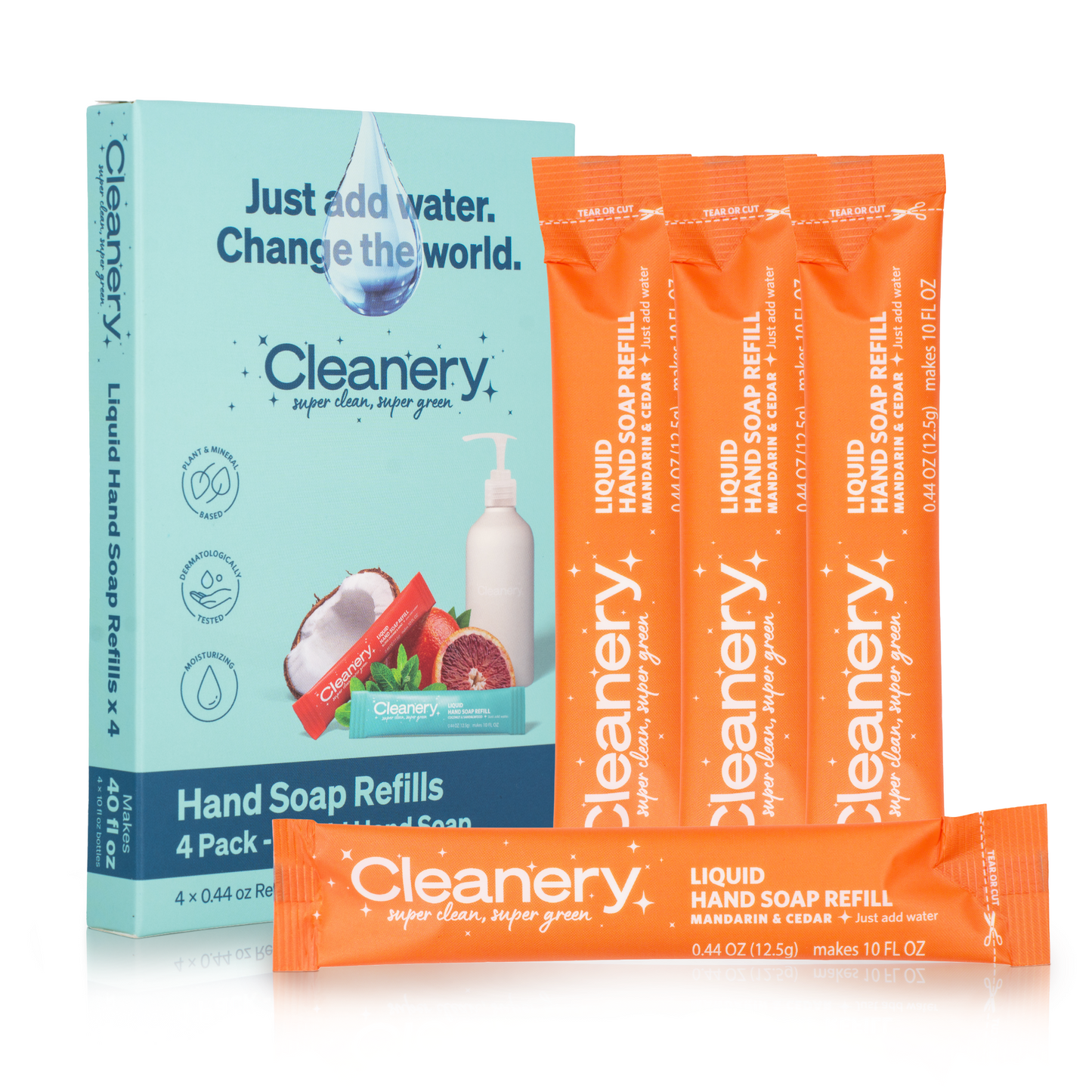 Cleanery Liquid Hand Soap Refills 4 Pack - Mandarin & Cedar