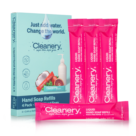 Cleanery Liquid Hand Soap Refills 4 Pack - Rose & Pink Pepper