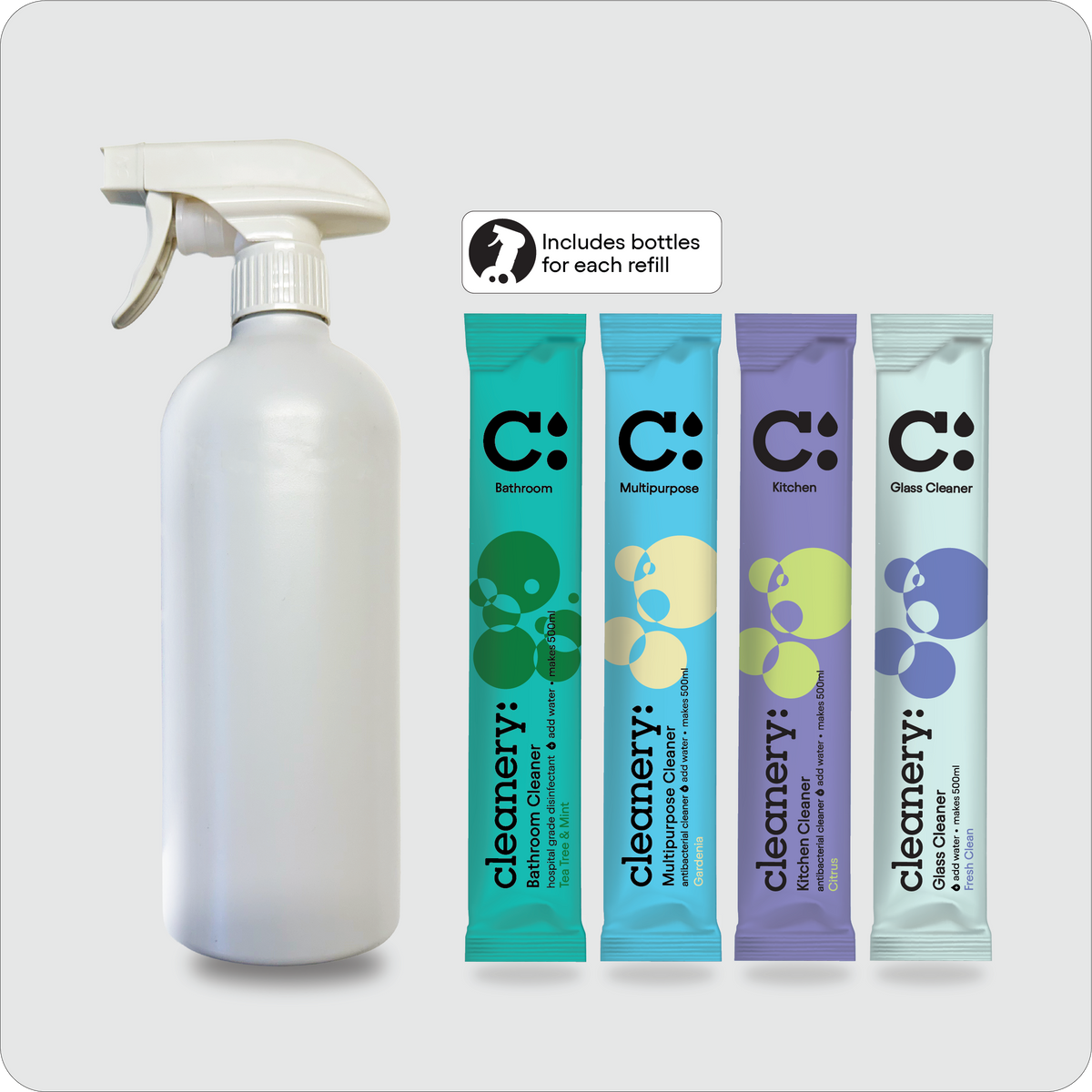 Cleanery 4 Pack Bottle Starter Kit